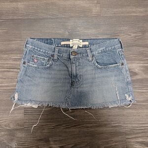 Vintage Abercrombie Frayed Hem Blue Mini Skirt